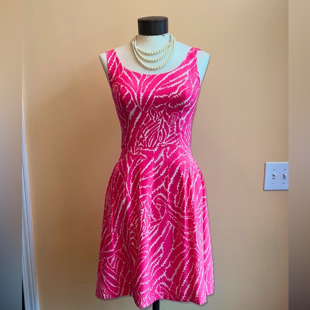 Lilly Pulitzer 100% Silk Coral & White Dress Size 0